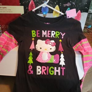Hello Kitty Christmas Long Sleeve Tee - Black and Pink...size 7/8 Girls